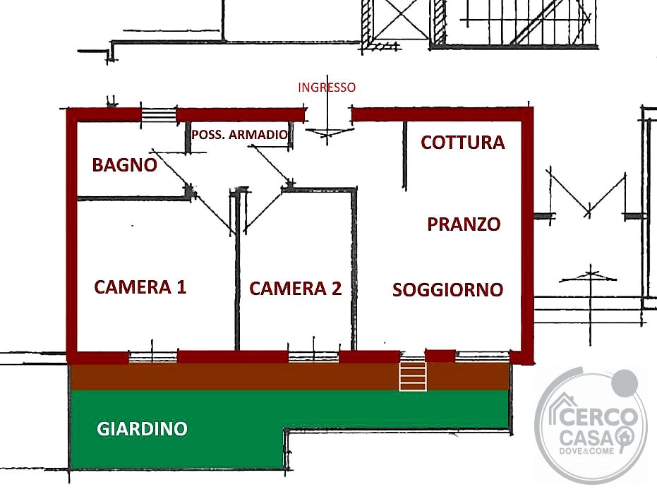 FERRO DI CAVALLO TRILOCALE CON GIARDINO
